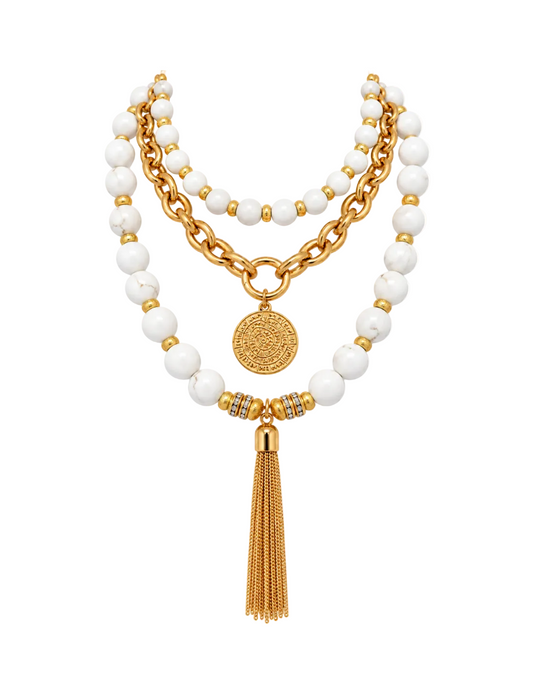 Cruz Charm 3 X Necklace Stack White