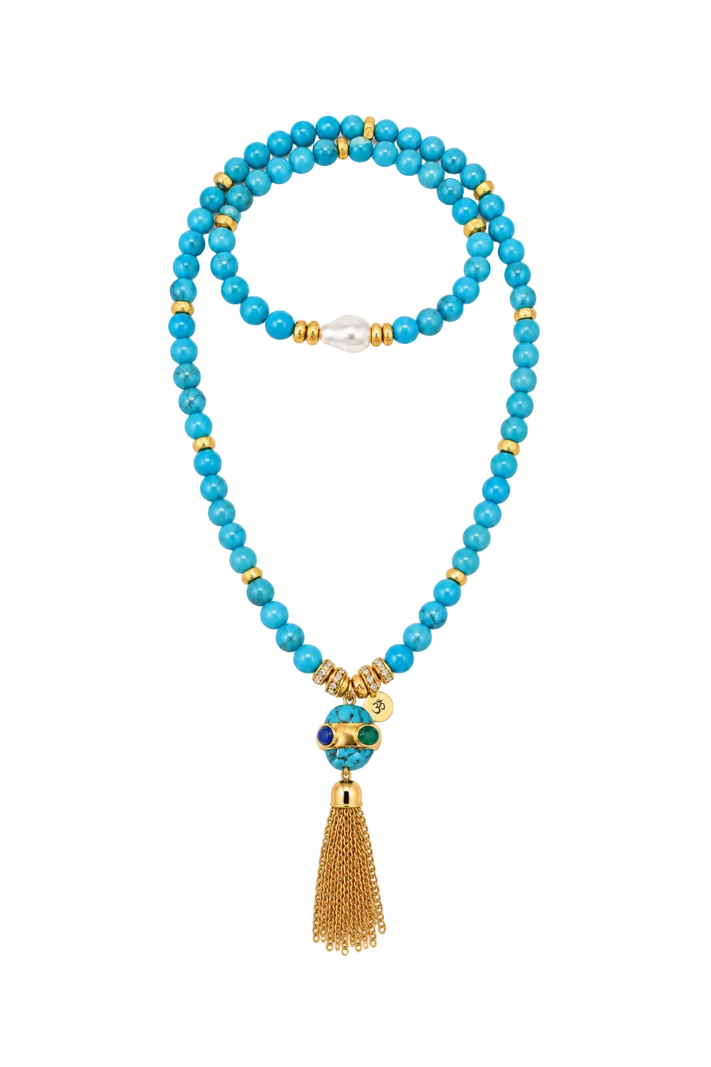 Cruz Charm Long Wrap Necklace Turquoise