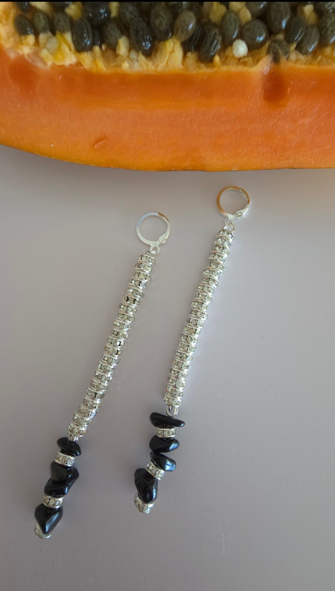 Noir Cascade Silver Duster Earrings
