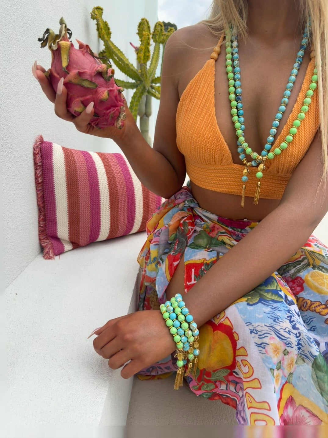 Cruz Charm Necklace Pistachio