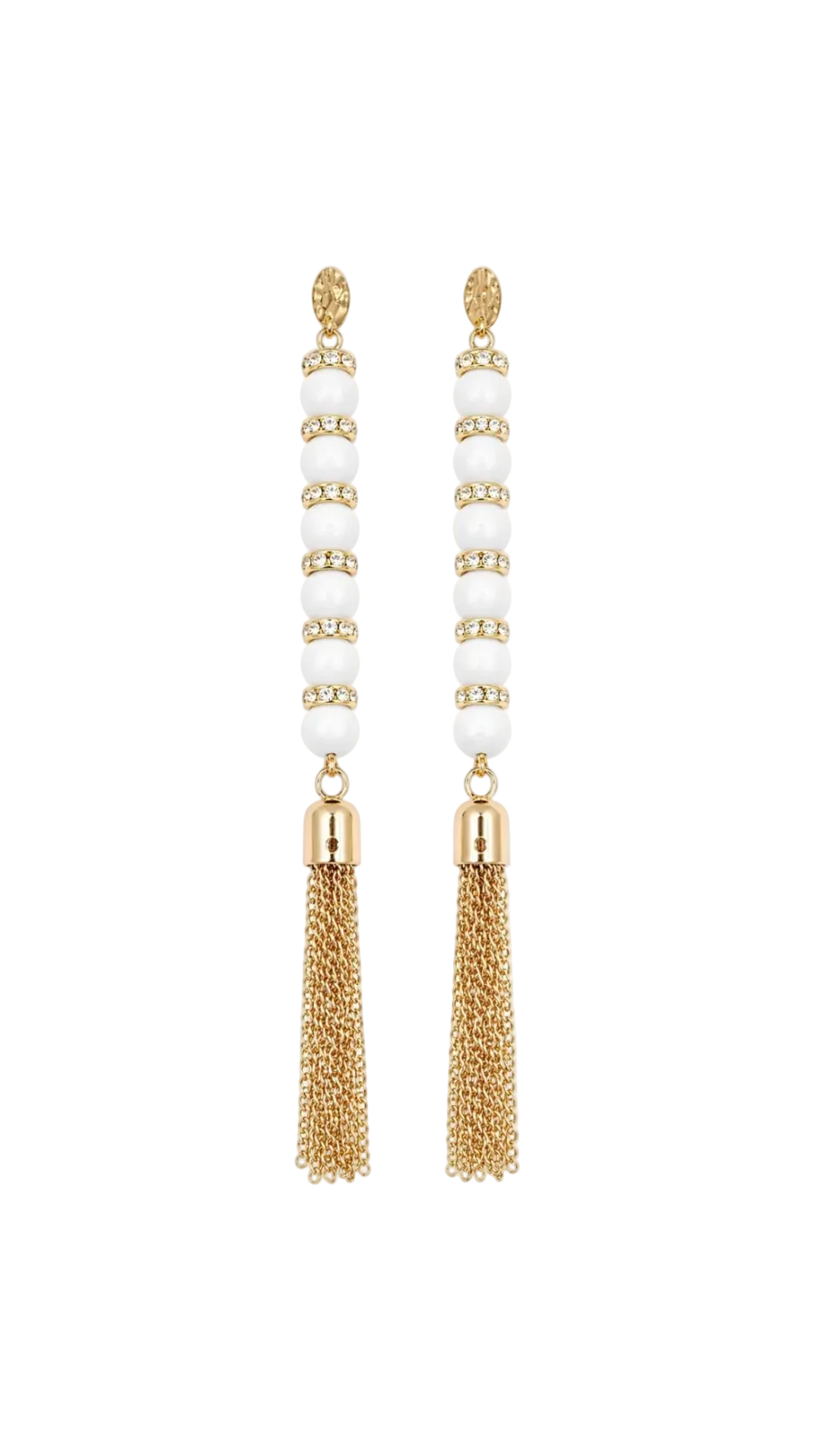 Monaco White Fringe Earrings