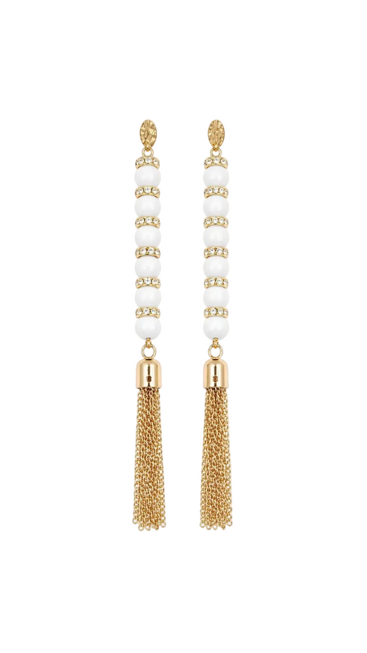 Monaco White Fringe Earrings
