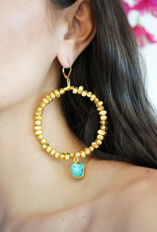 Azure Drop Hoop Earrings