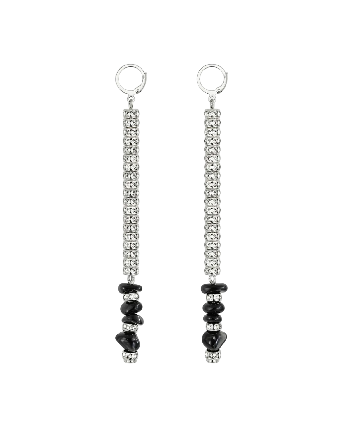 Noir Cascade Silver Duster Earrings