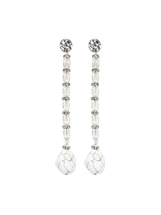 AMALFI WHITE & SILVER COLUMN EARRINGS