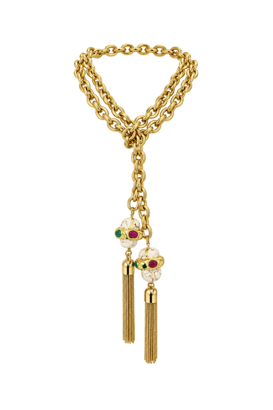 Capri Tassel Lariat White