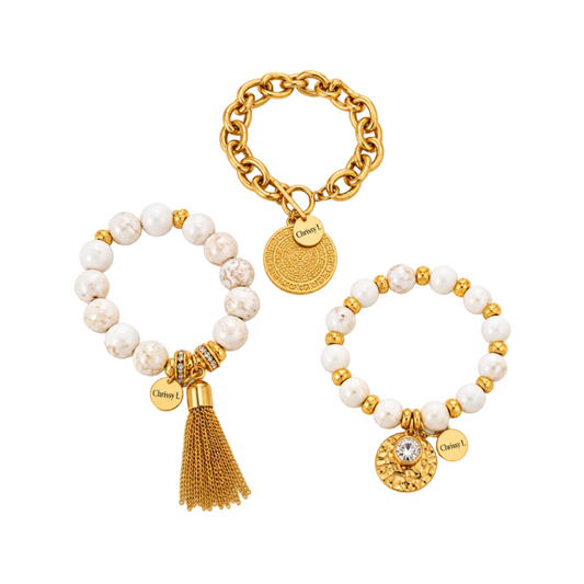 Cruz Charm 3 X Bracelet Stack White
