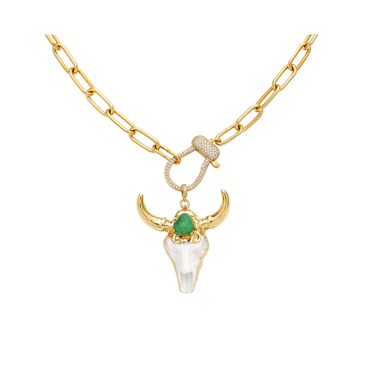 Bohemian Escapades Antler Necklace in Green