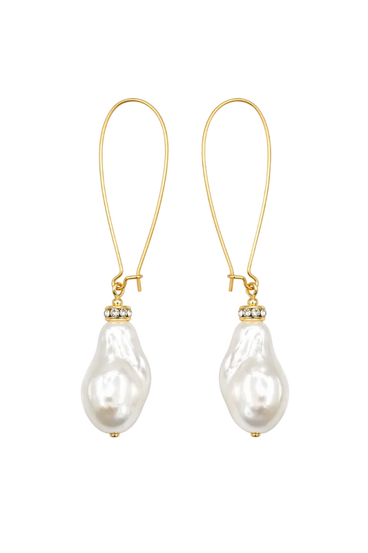 Lumiere Pearl and Gold Large Hook Earring