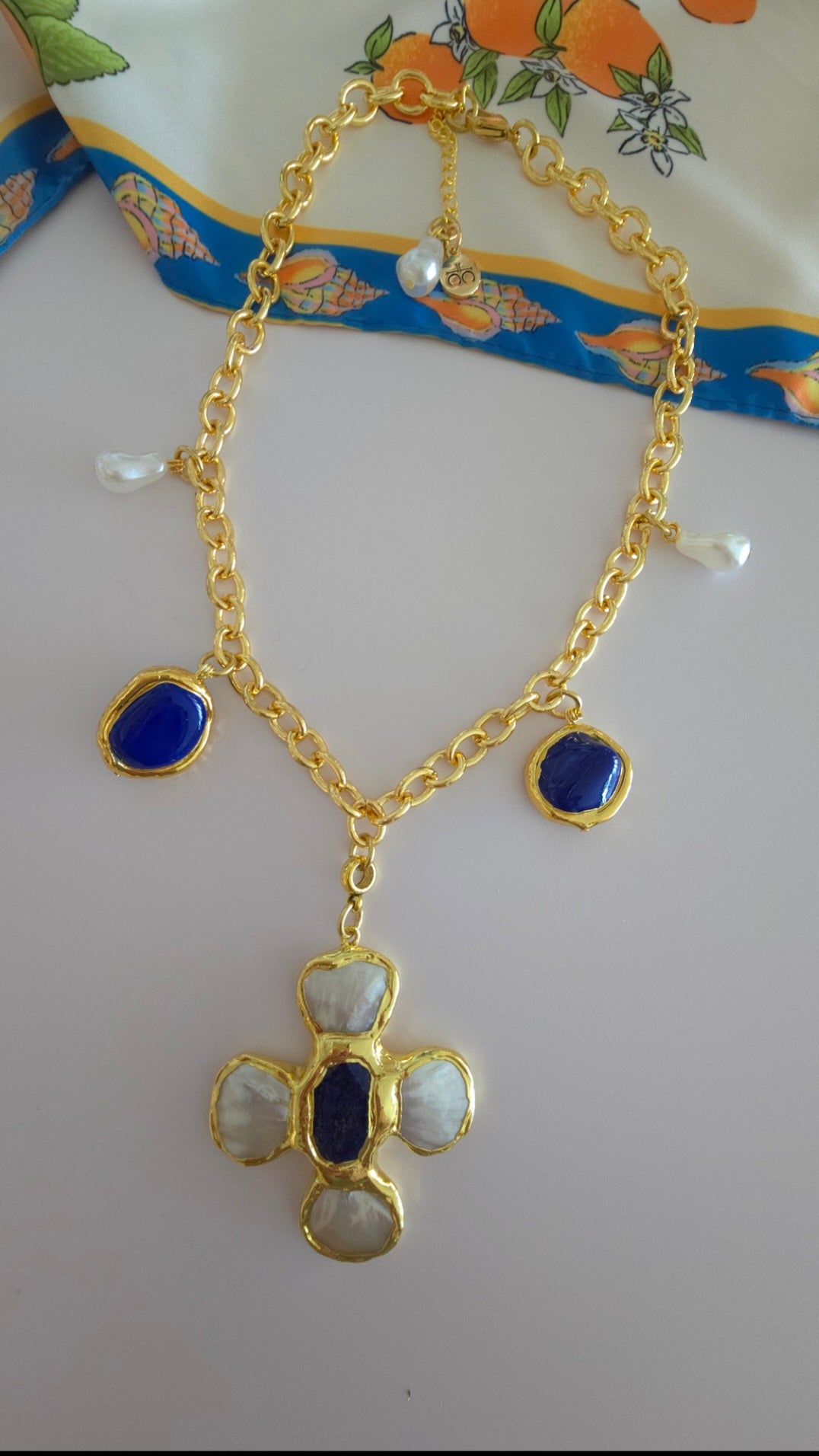 Amalfi Lapis Cross Necklace