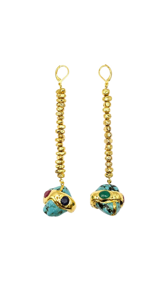 Capri Gem Gold Drop Earrings