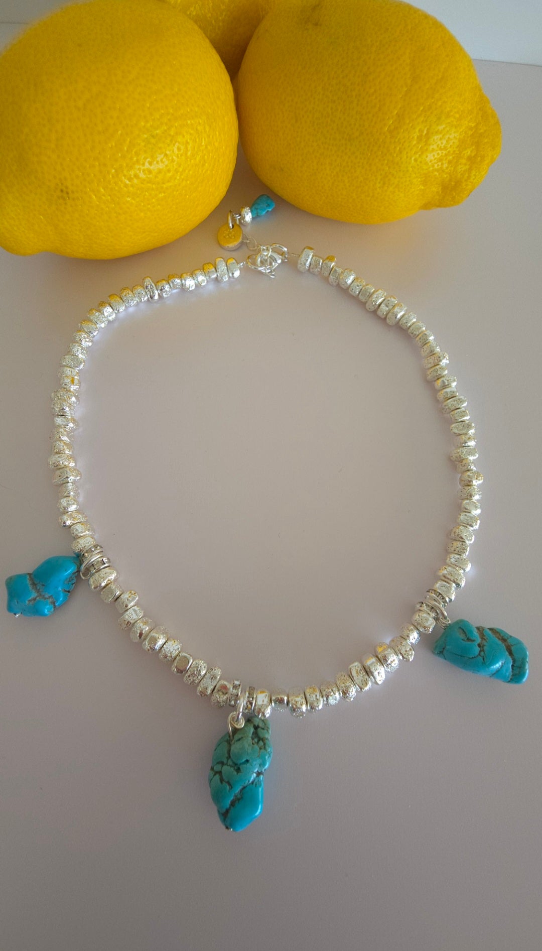 Amalfi Waters Triple Turquoise Silver Necklace
