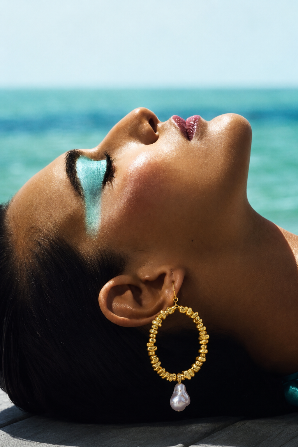 Golden Hour Gold Pearl Hoop Earrings