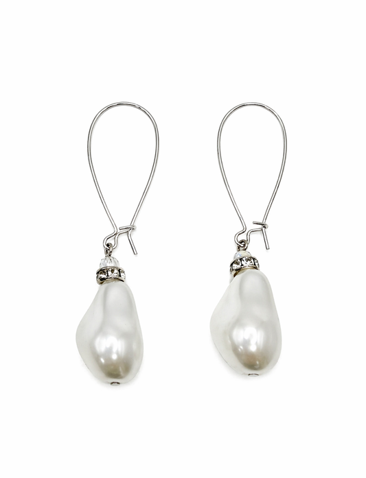 Lumiere Pearl & Silver Large Hook Earrings