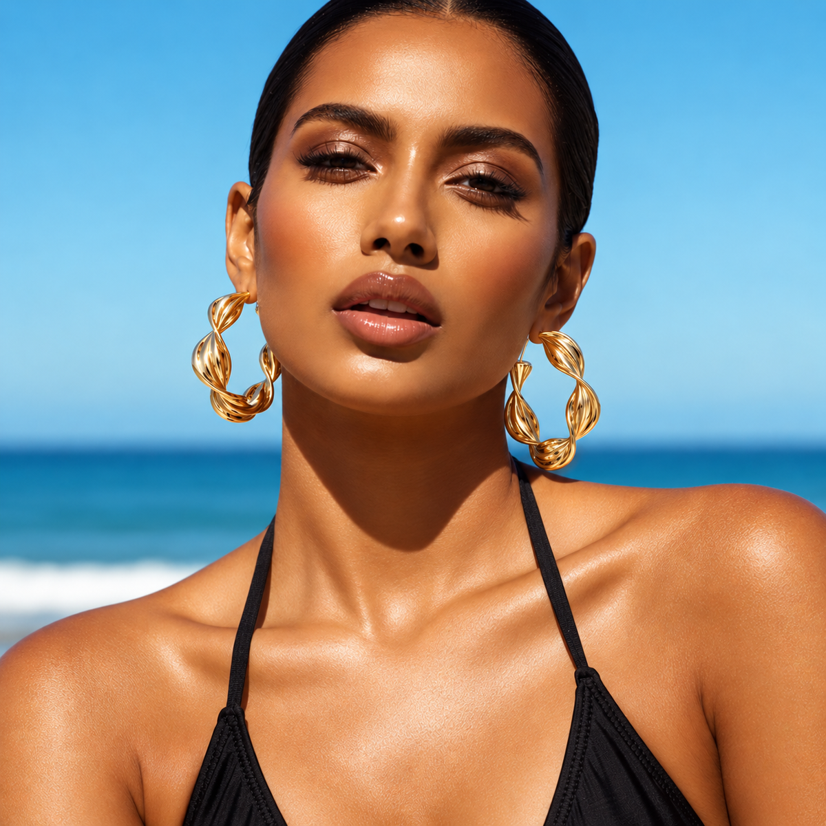 Bianca Twist Hoop Earrings Gold