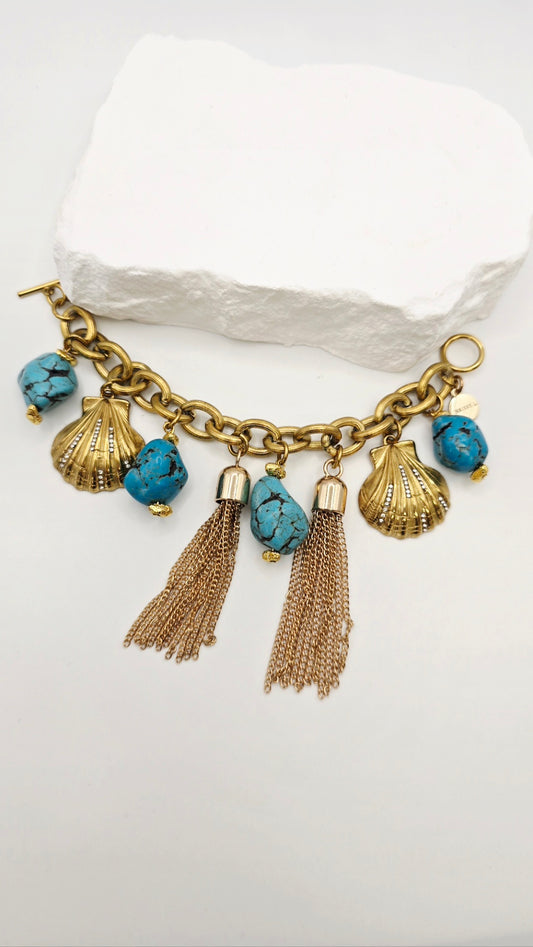 Azure Shell Charm Bracelet