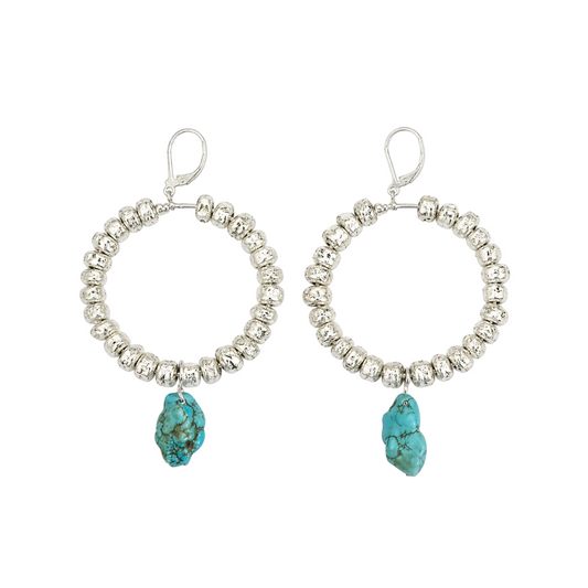 Amalfi Soleil Turquoise Silver Hoop Earrings