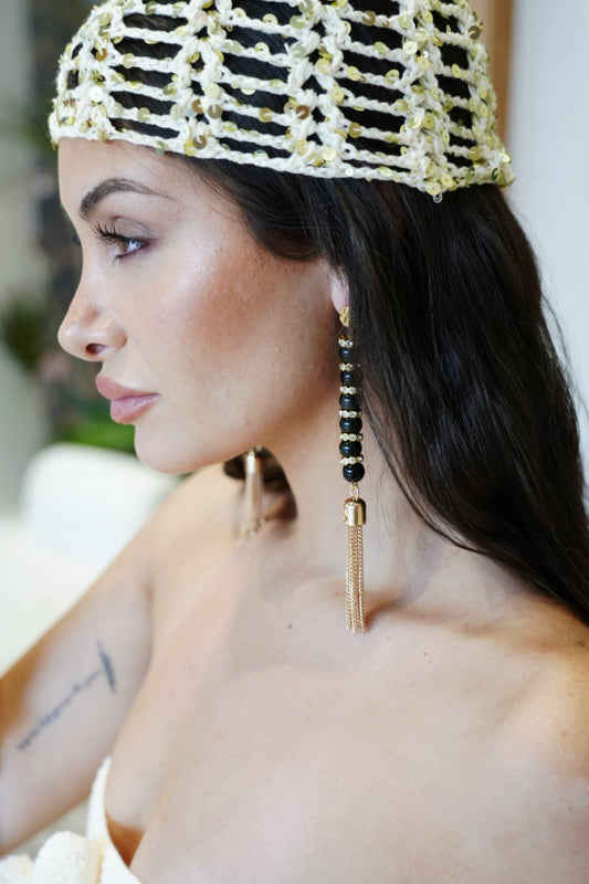 Monaco Black Fringe Earrings